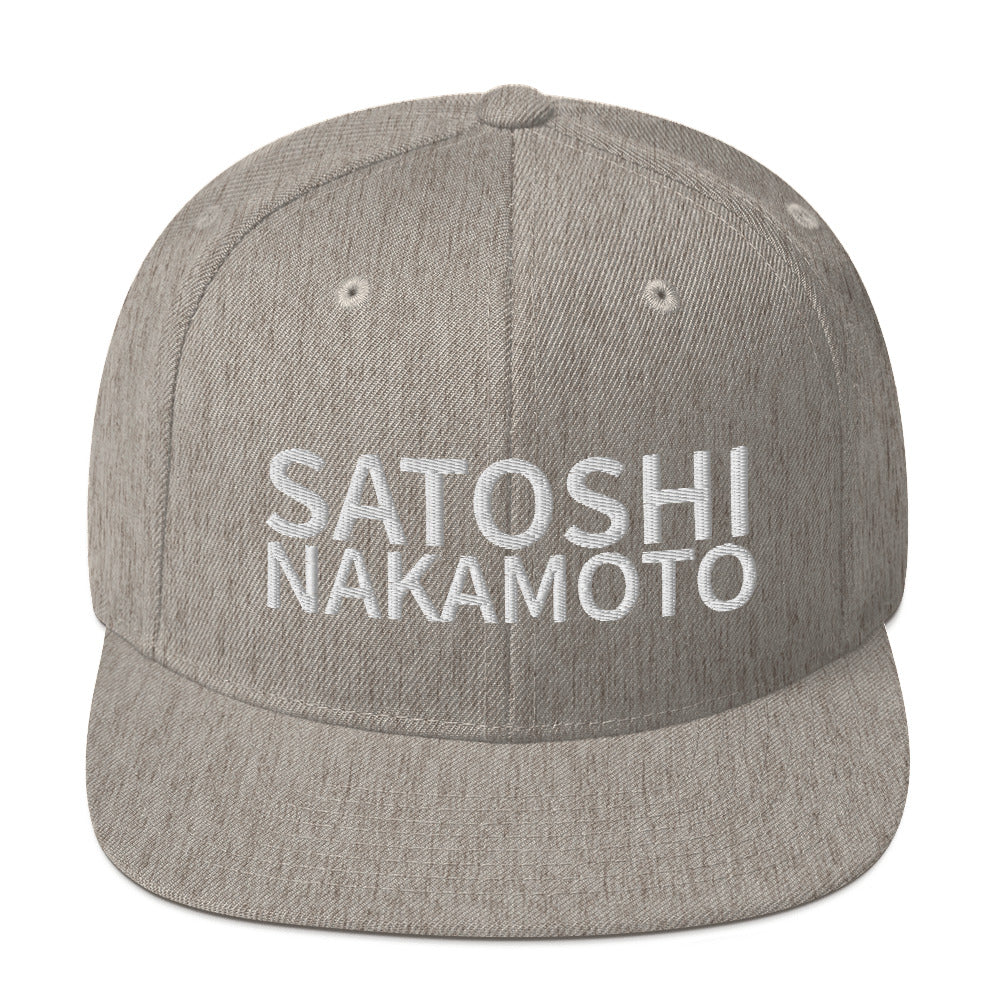 Satoshi Nakamoto Structured Snapback Cap with Flat Brim