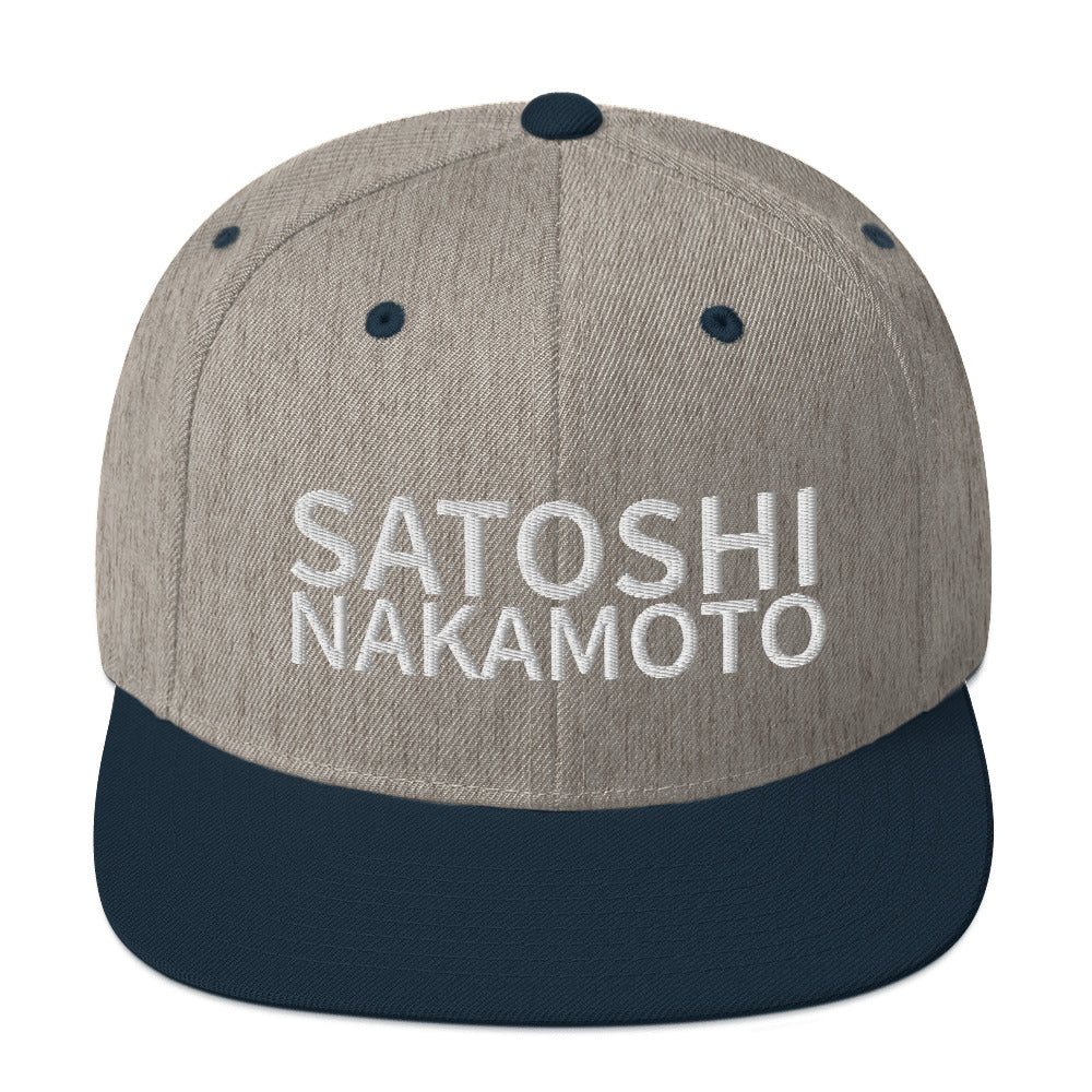 Satoshi Nakamoto Structured Snapback Cap with Flat Brim