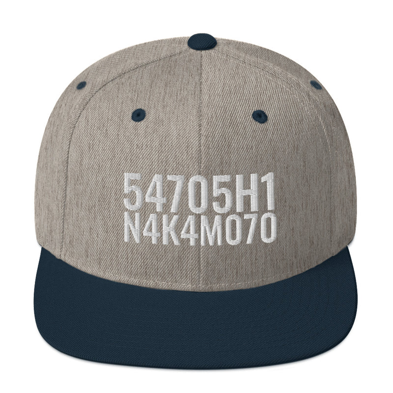 Satoshi Nakamoto Structured Snapback Cap with Flat Brim
