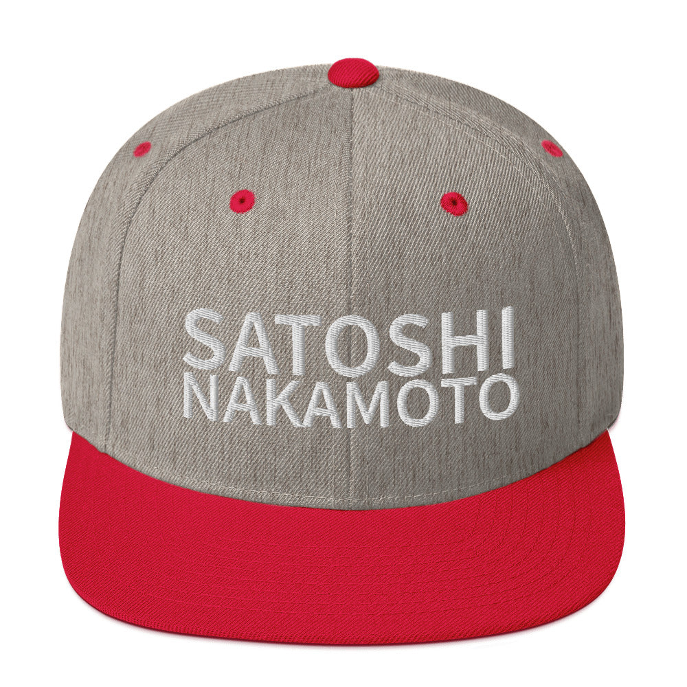 Satoshi Nakamoto Structured Snapback Cap with Flat Brim