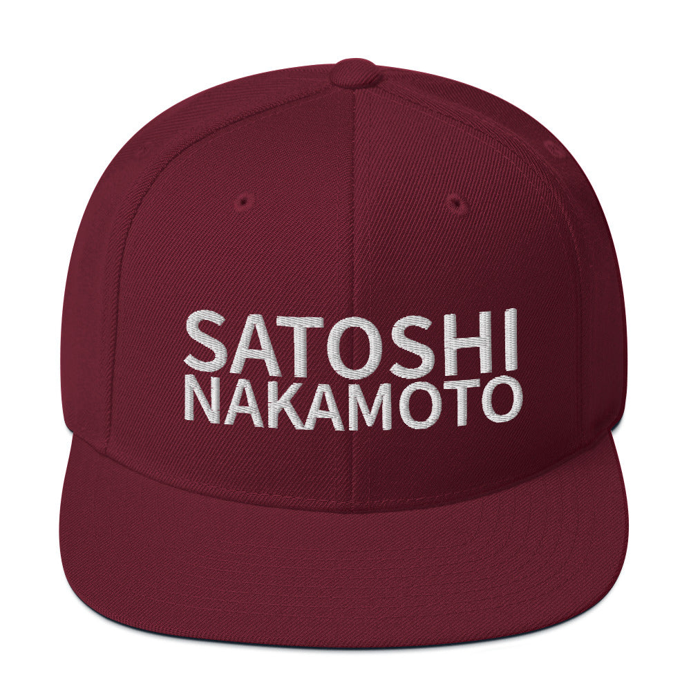 Satoshi Nakamoto Structured Snapback Cap with Flat Brim
