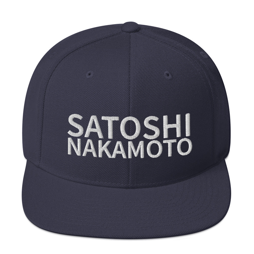 Satoshi Nakamoto Structured Snapback Cap with Flat Brim