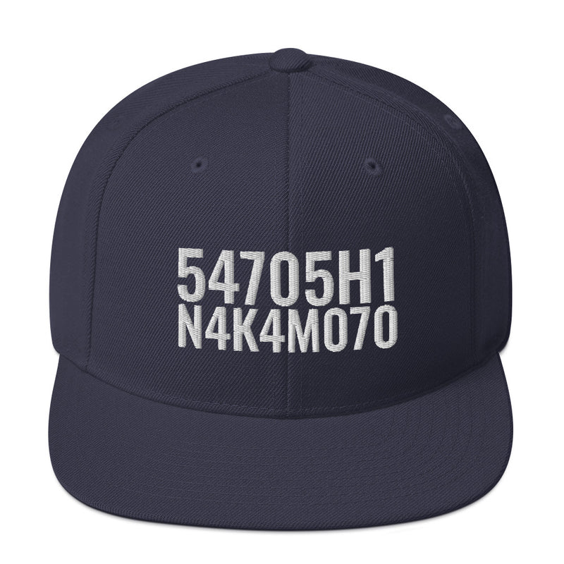 Satoshi Nakamoto Structured Snapback Cap with Flat Brim