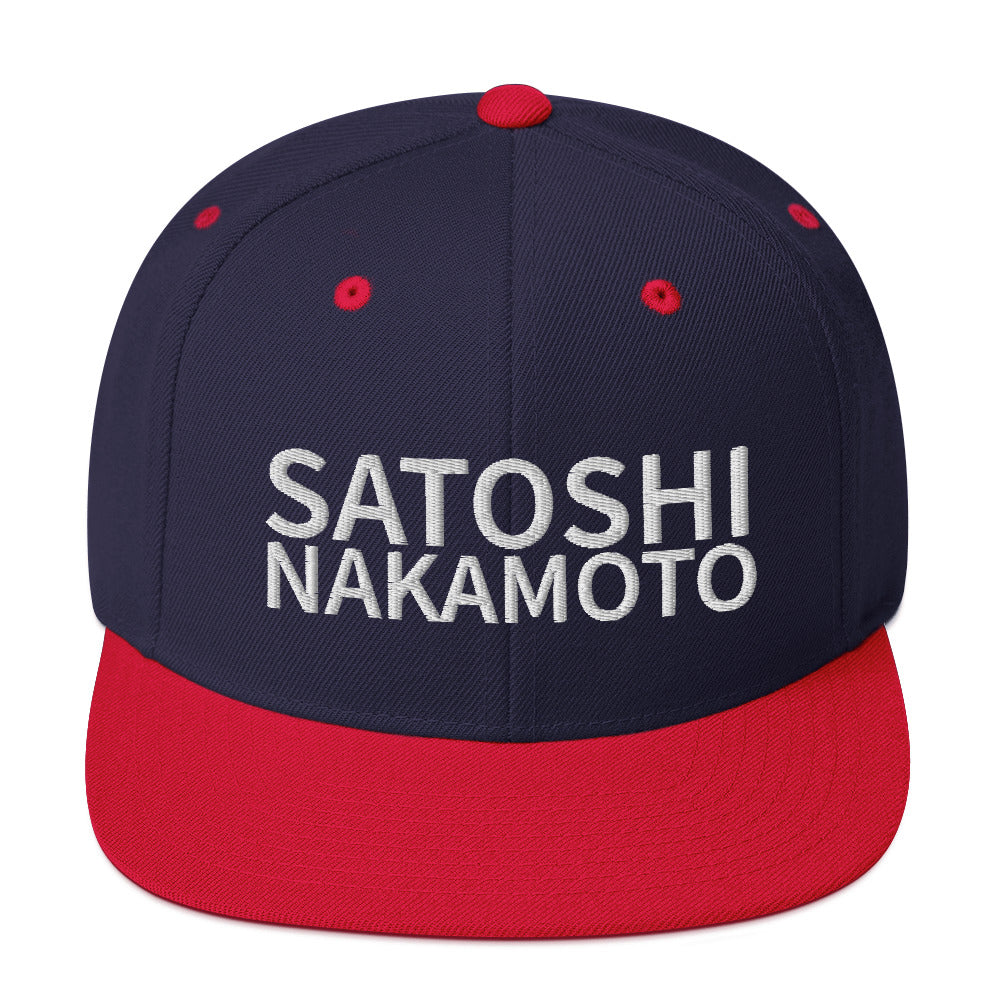 Satoshi Nakamoto Structured Snapback Cap with Flat Brim