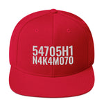 Satoshi Nakamoto Structured Snapback Cap with Flat Brim