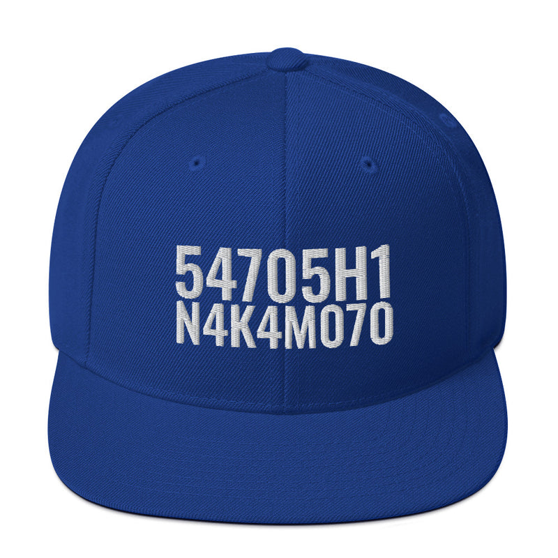 Satoshi Nakamoto Structured Snapback Cap with Flat Brim