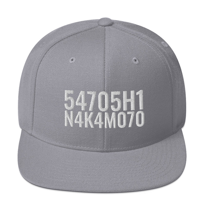 Satoshi Nakamoto Structured Snapback Cap with Flat Brim