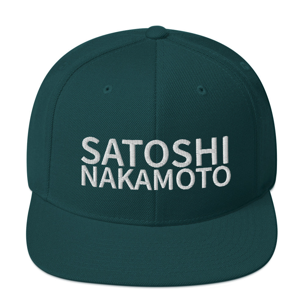 Satoshi Nakamoto Structured Snapback Cap with Flat Brim