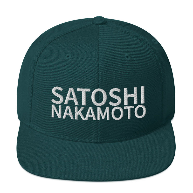 Satoshi Nakamoto Structured Snapback Cap with Flat Brim