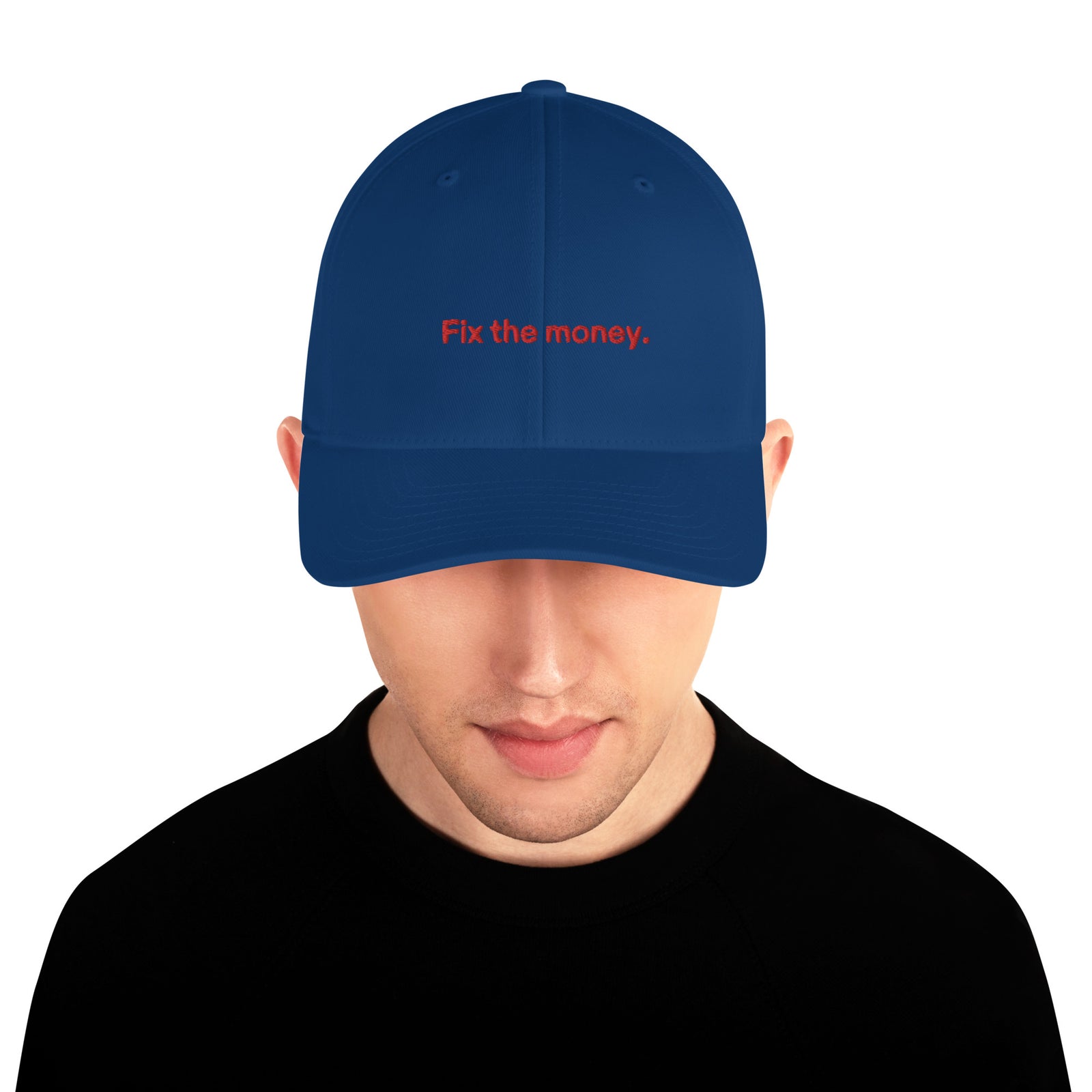 Fix the money. Structured Flexfit Full Baseball Cap with Curved Brim