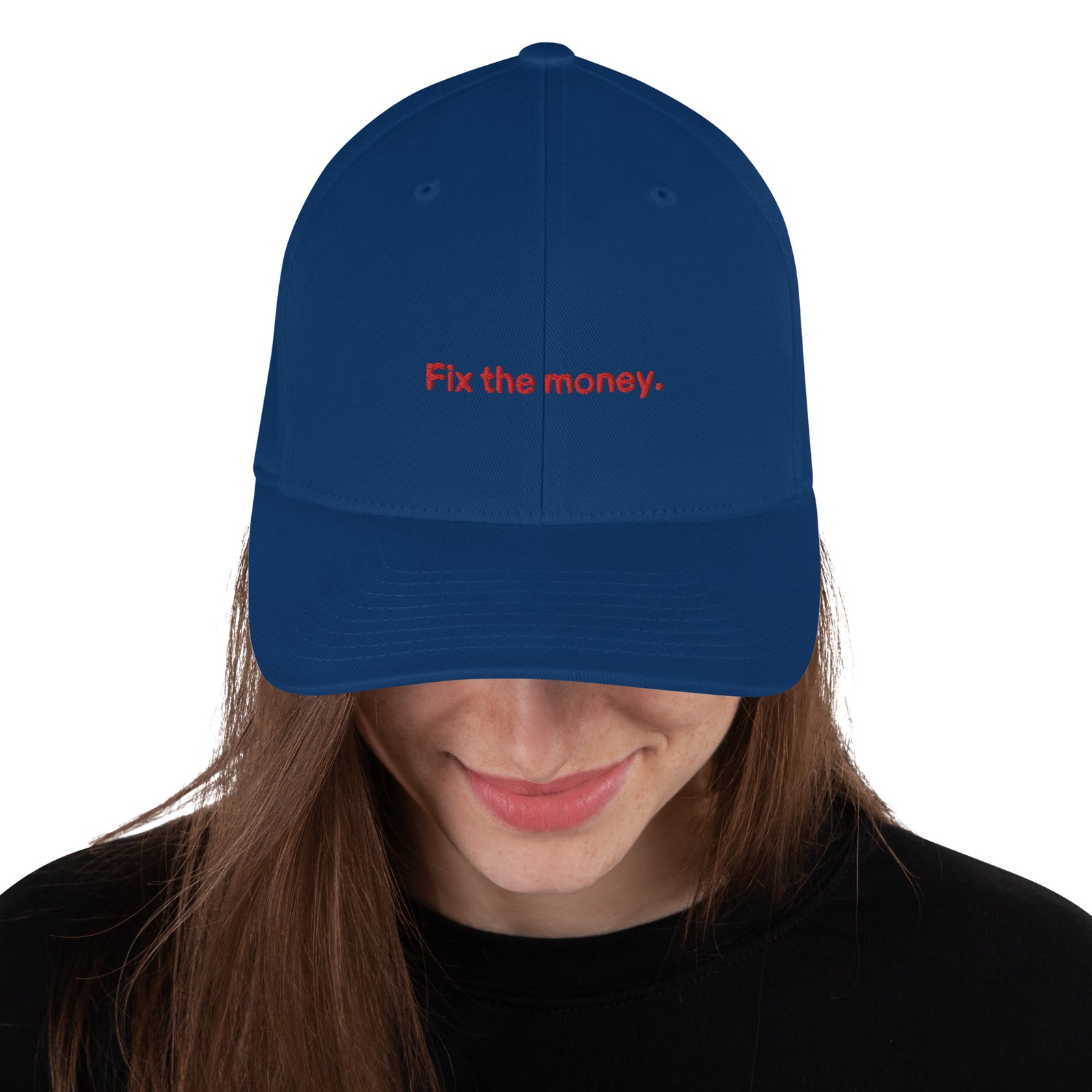 Fix the money. Structured Flexfit Full Baseball Cap with Curved Brim