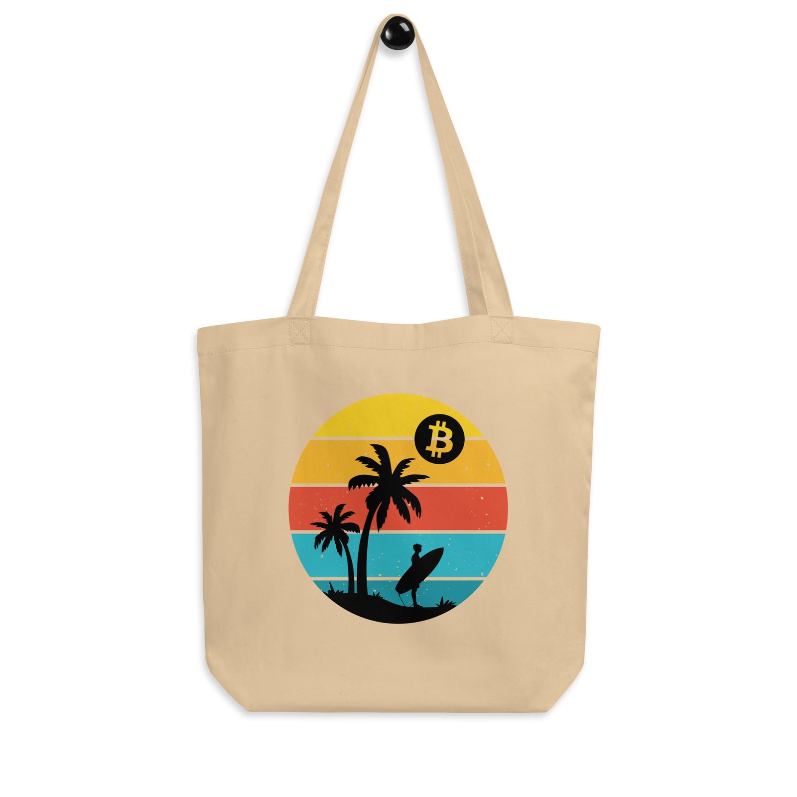 Bitcoin Retro Surfing Eco Tote Bag