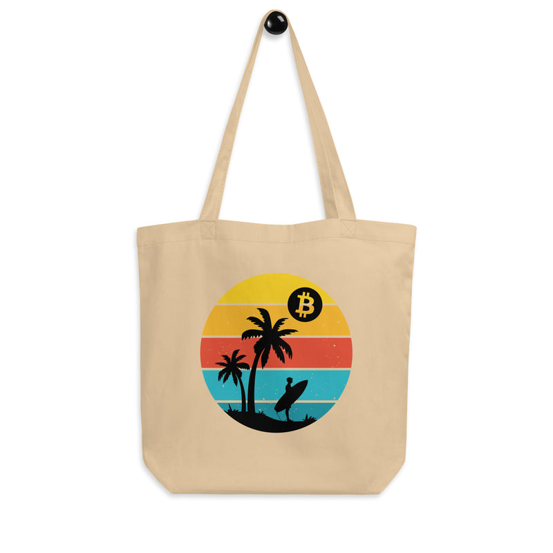 Bitcoin Retro Surfing Eco Tote Bag