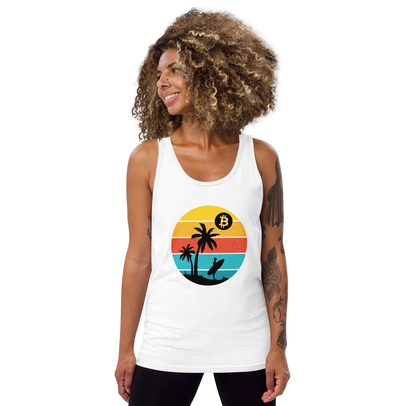 Bitcoin Retro Surfing Women's Tank Top
