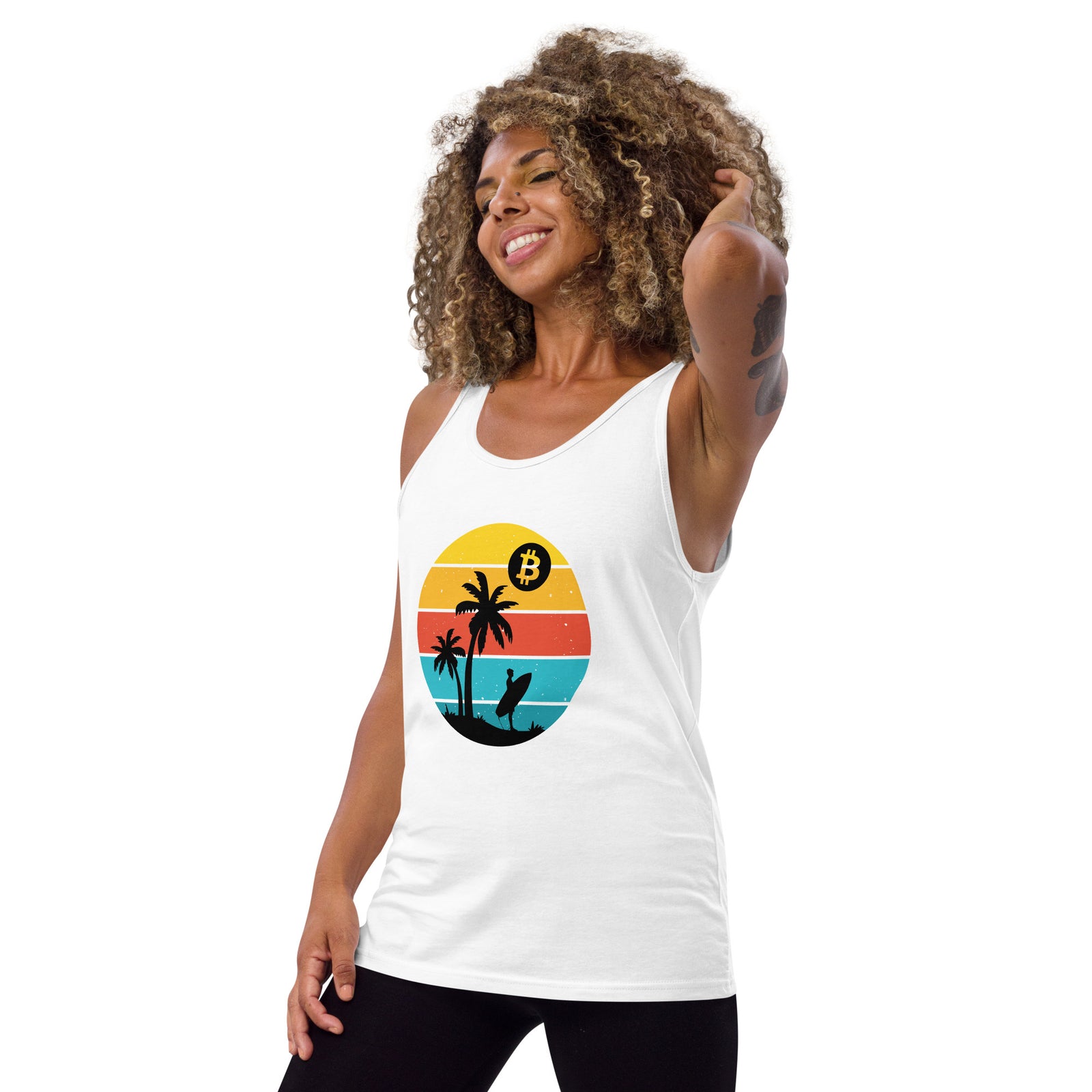 Bitcoin Retro Surfing Women's Tank Top