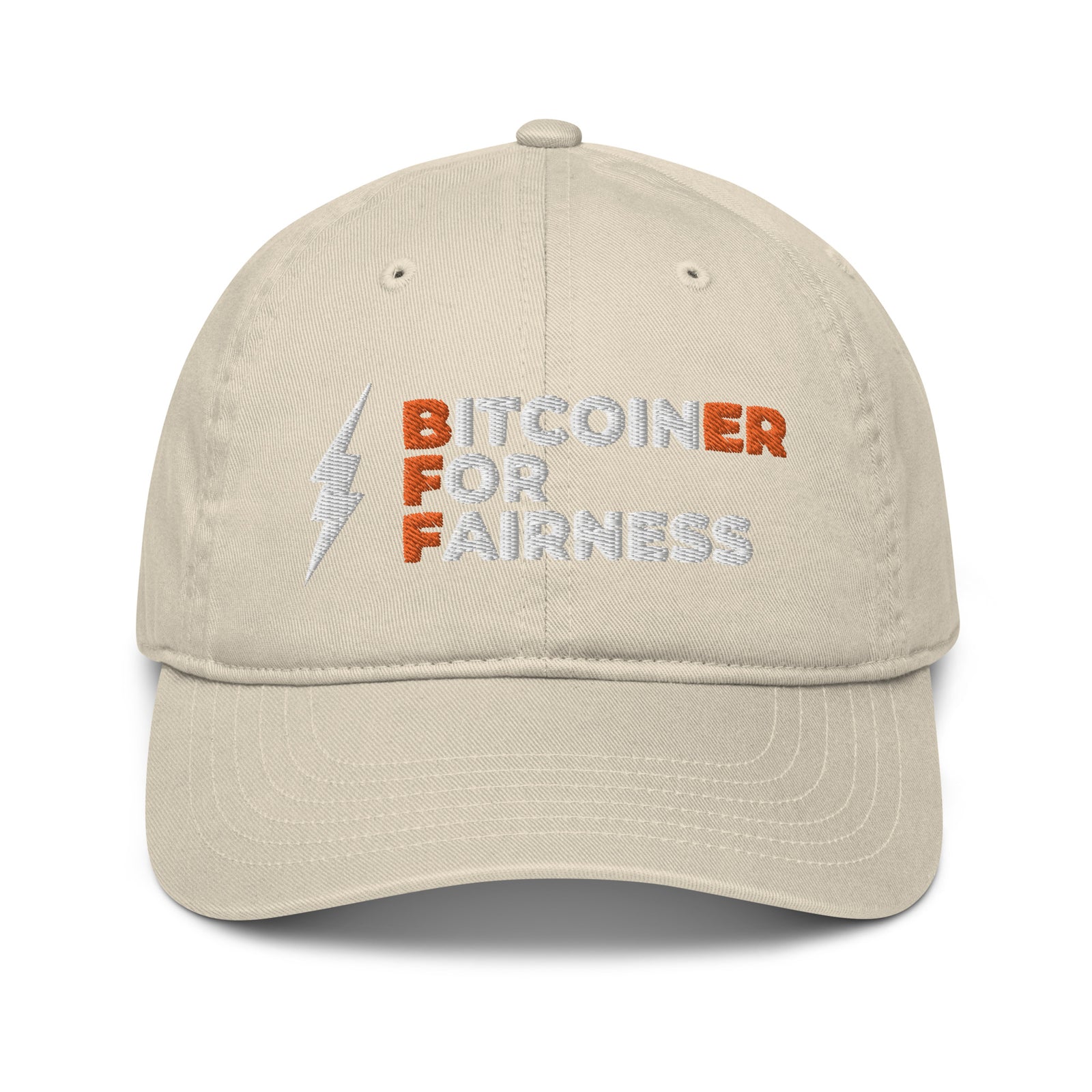 Bitcoiner For Fairness Organic Unstructured Dad Hat with Curved Brim