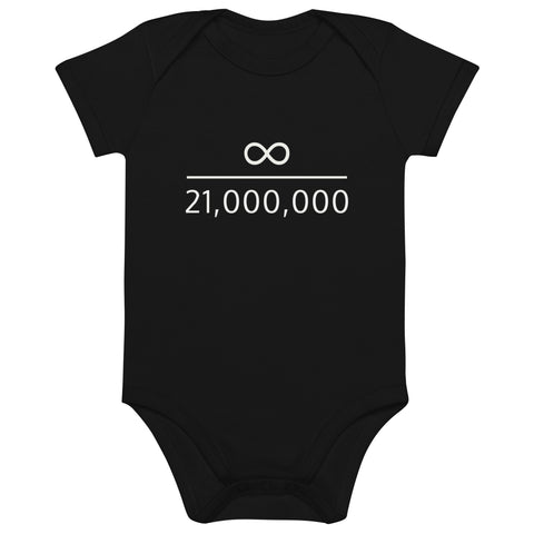 Infinity Divided by 21 Mio Bitcoin Babybody aus Bio-Baumwolle