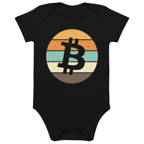 Bitcoin Retro Babybody aus Bio-Baumwolle
