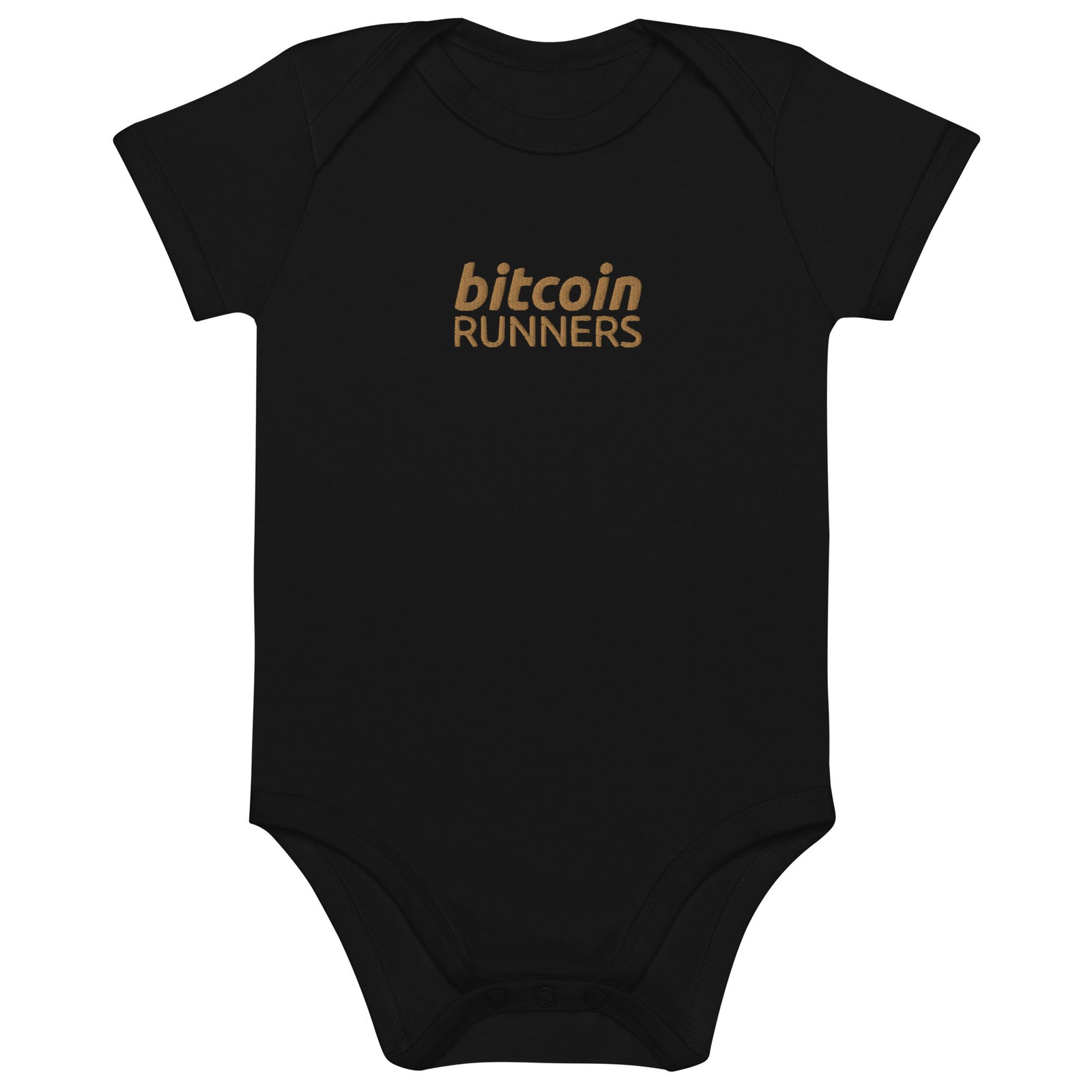 Running Bitcoin Embroidered Organic Cotton Baby Bodysuit