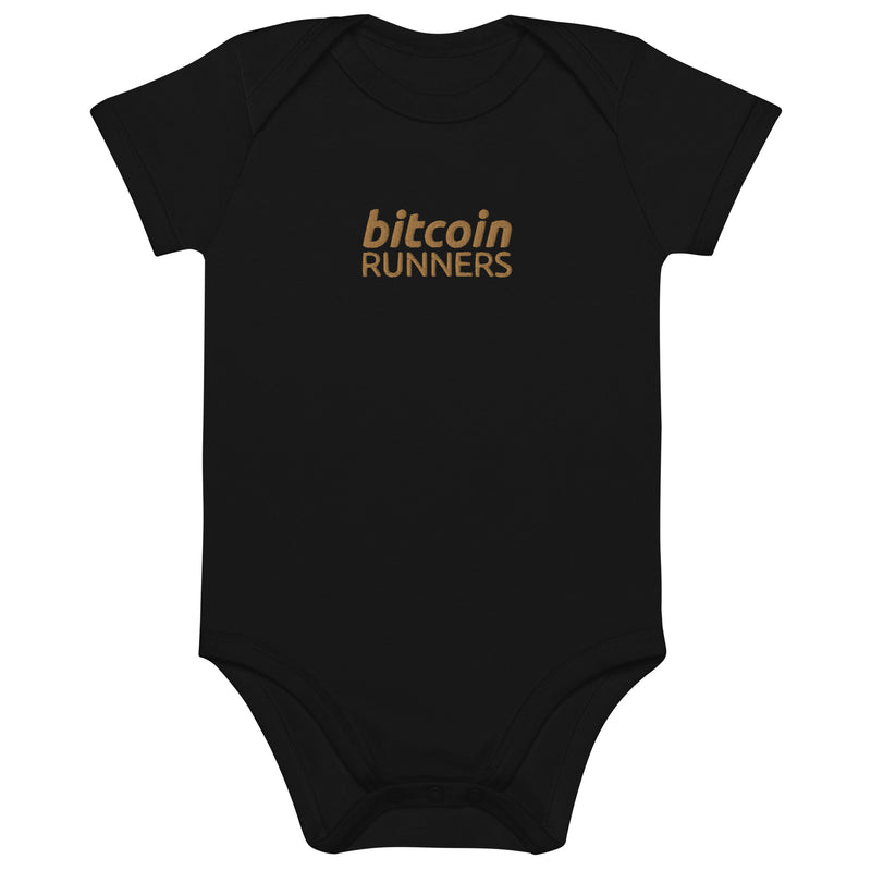 Running Bitcoin Embroidered Organic Cotton Baby Bodysuit