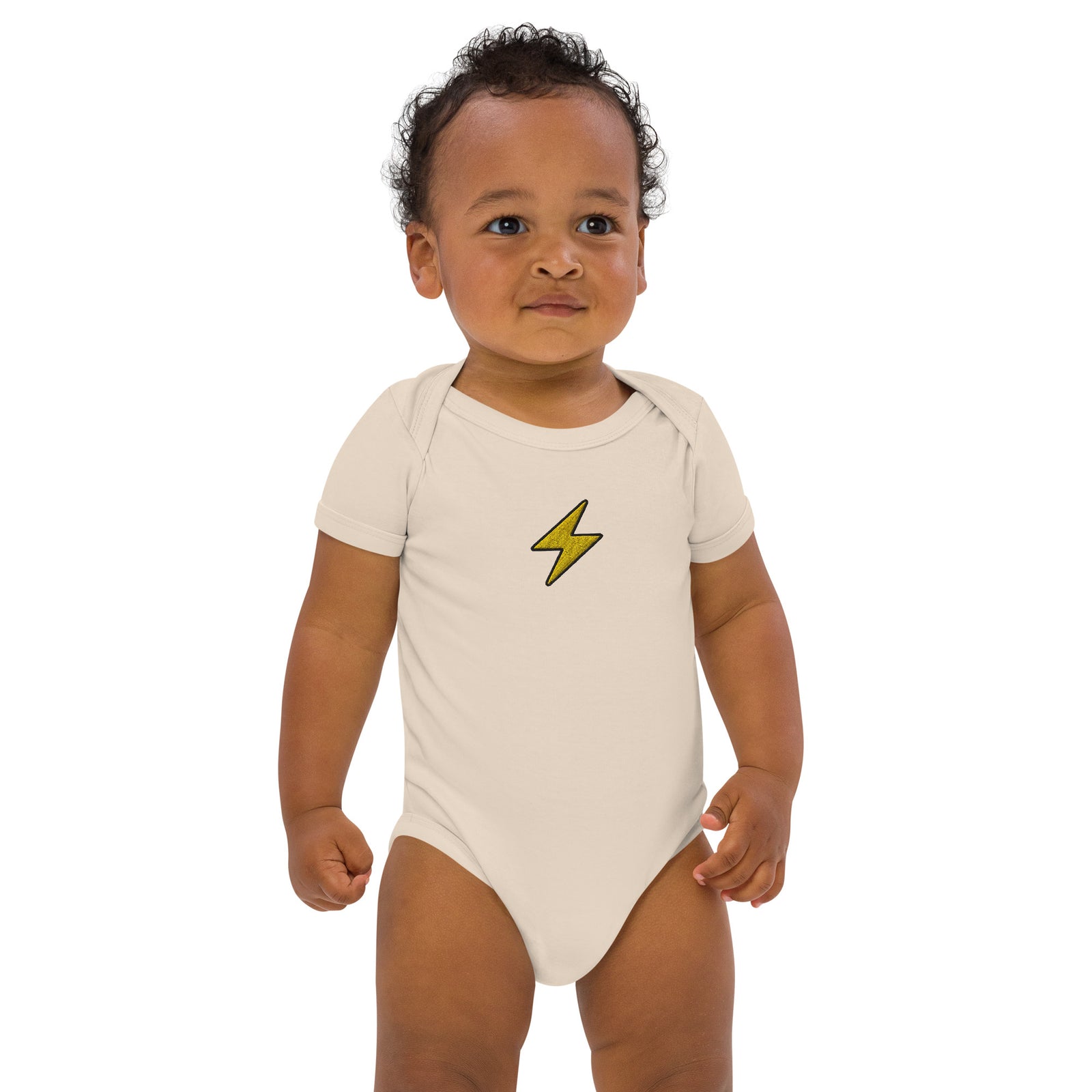 Bitcoin Lightning Embroidered Organic Cotton Baby Bodysuit