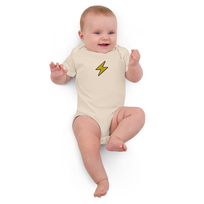 Bitcoin Lightning Embroidered Organic Cotton Baby Bodysuit