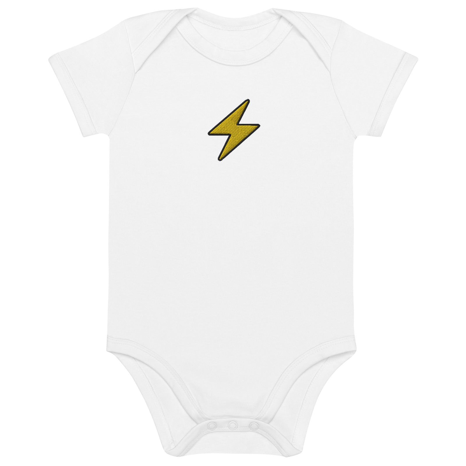 Bitcoin Lightning Embroidered Organic Cotton Baby Bodysuit
