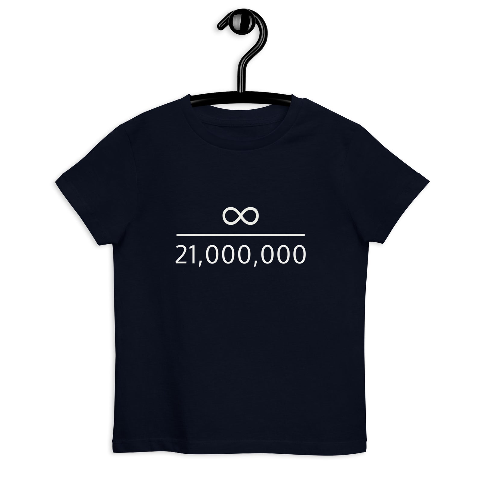 Infinity Divided by 21 Mio Bitcoin Kinder T-Shirt aus Bio-Baumwolle