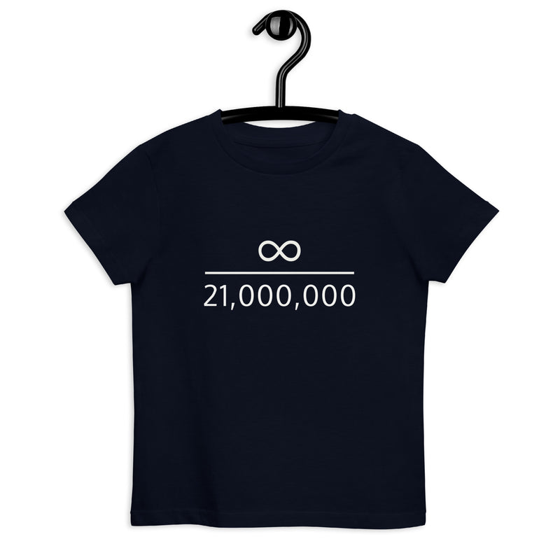 Infinity Divided by 21 Mio Bitcoin Kinder T-Shirt aus Bio-Baumwolle