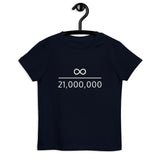 Infinity Divided by 21 Mio Bitcoin Kinder T-Shirt aus Bio-Baumwolle