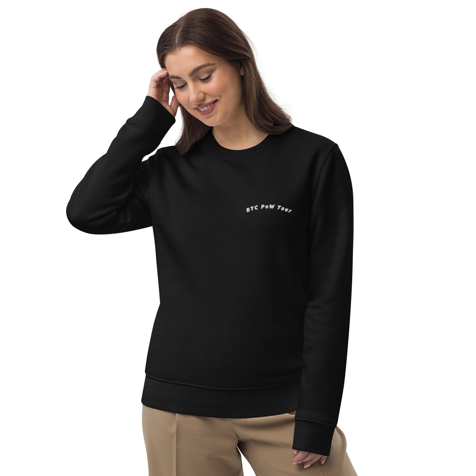 BTC POW Tour Front Embroidered & Back Printed Women's Eco  | Bitcoin Sweatshirt