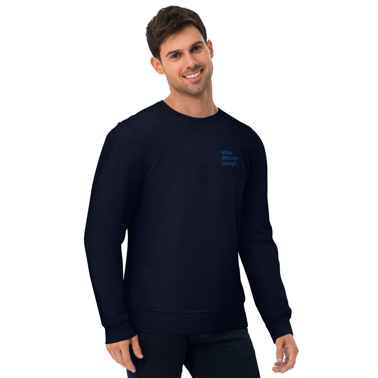 Was Bitcoin bringt. Embroidered Men's Eco Sweatshirt