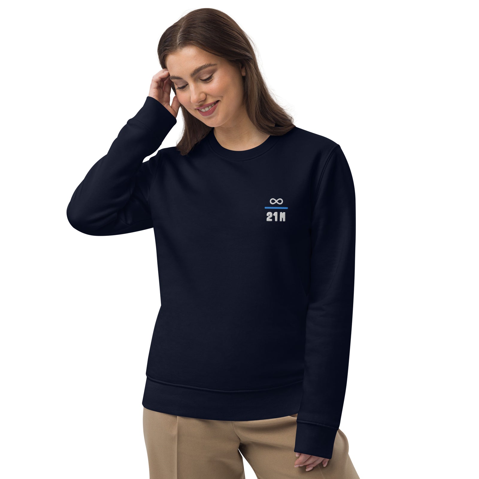 Infinity Divided by 21 Mio Knut Svanholm Embroidered Women's Eco | Bitcoin Sweatshirt