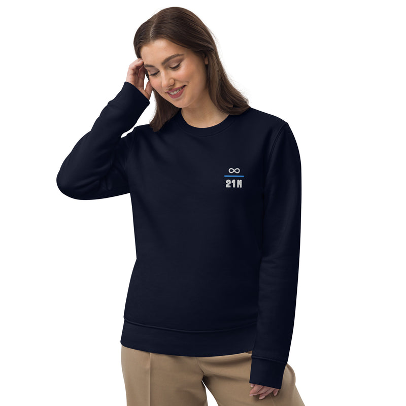 Infinity Divided by 21 Mio Knut Svanholm Embroidered Women's Eco | Bitcoin Sweatshirt
