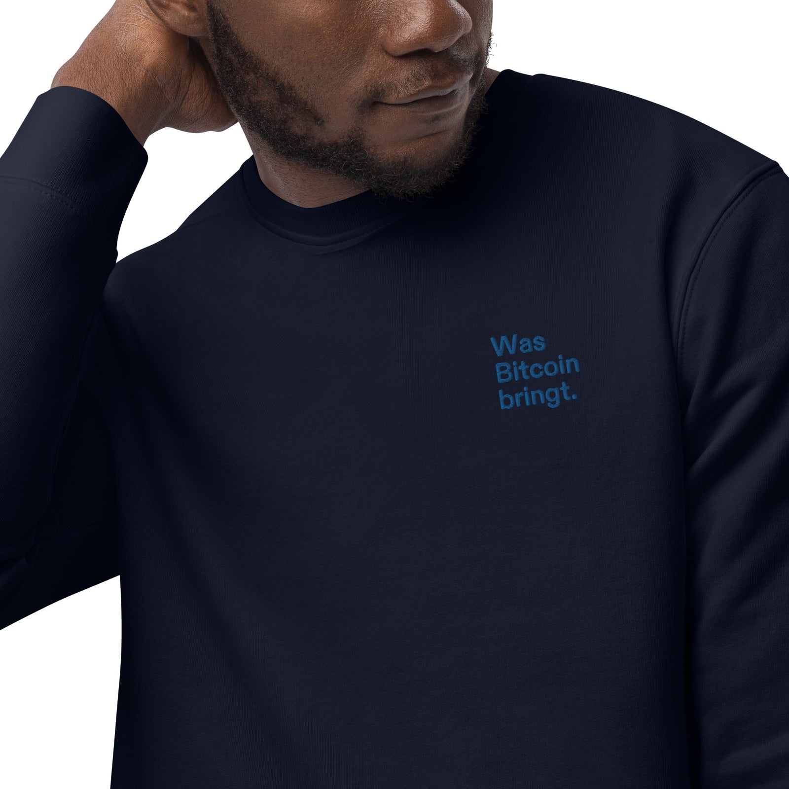 Was Bitcoin bringt. Embroidered Men's Eco Sweatshirt