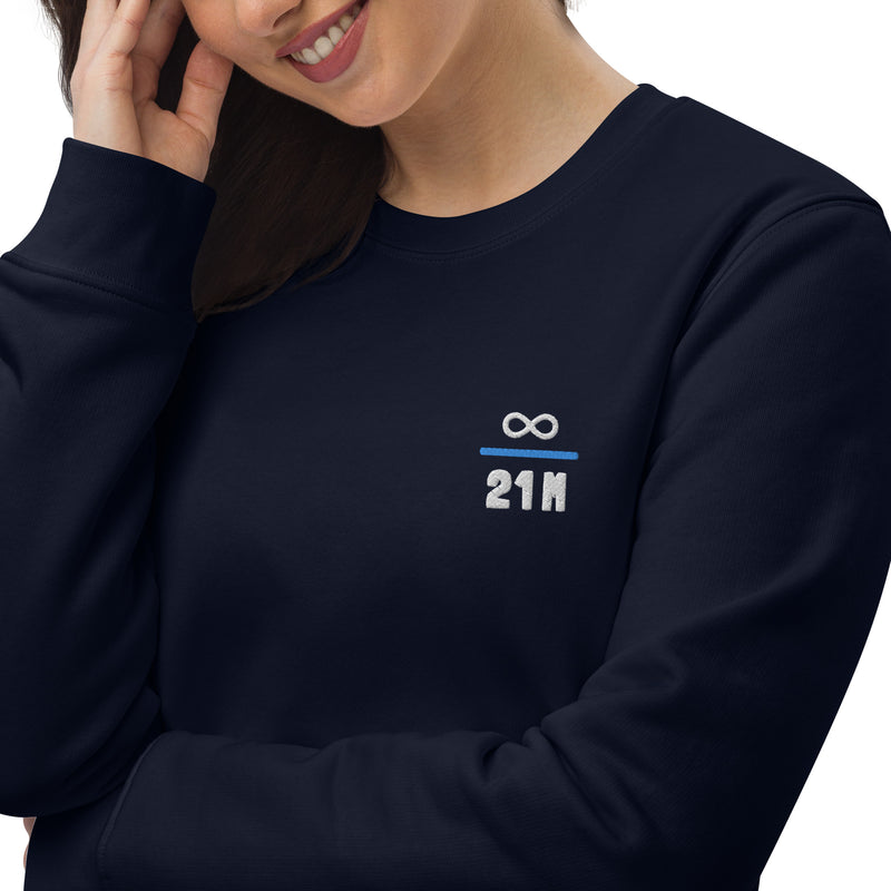 Infinity Divided by 21 Mio Knut Svanholm Embroidered Women's Eco | Bitcoin Sweatshirt