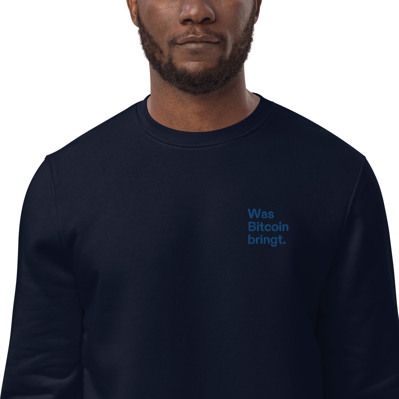 Was Bitcoin bringt. Embroidered Men's Eco Sweatshirt
