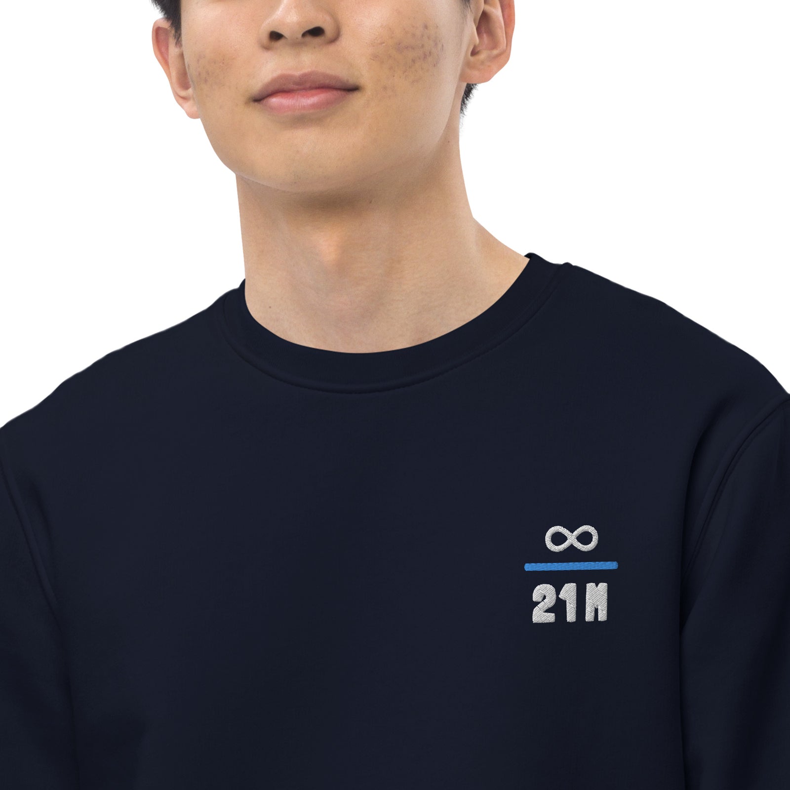 Infinity Divided by 21 Mio Bitcoin Knut Svanholm Embroidered Men's Eco Sweatshirt