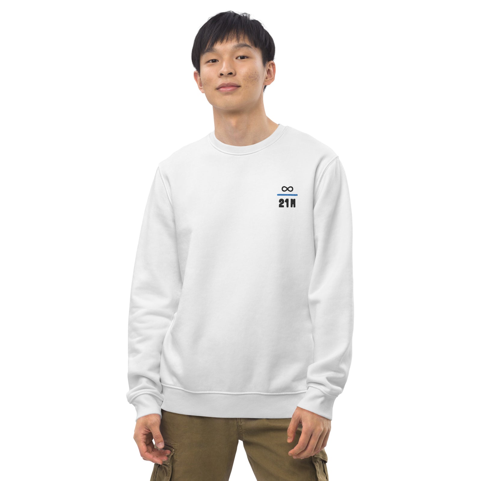 Infinity Divided by 21 Mio Bitcoin Knut Svanholm Embroidered Men's Eco Sweatshirt