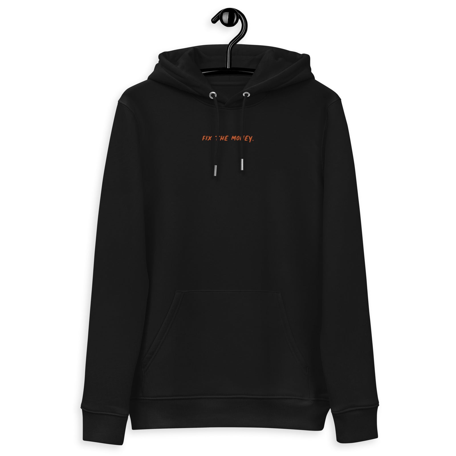 Fix The Money. Embroidered Men's Organic Pullover Bitcoin Hoodie with Pouch Pocket