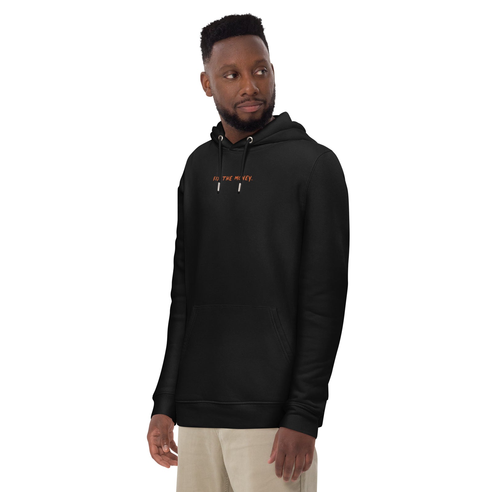 Fix The Money. Embroidered Men's Organic Pullover Bitcoin Hoodie with Pouch Pocket