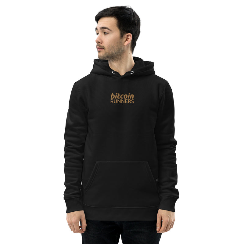 Bitcoin Runners Embroidered Men's Organic Pullover Hoodie with Pouch Pocket