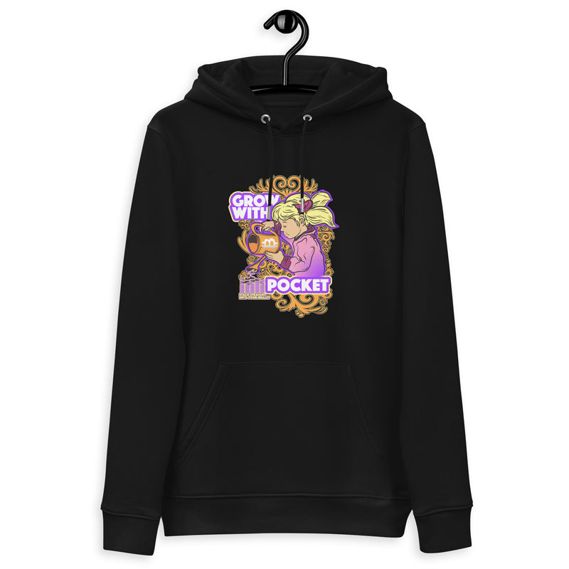 Pocket Bitcoin Girl Men's Organic Pullover Hoodie with Pouch Pocket