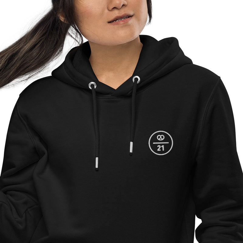 Bitcoin Pretzel Munich Embroidered Women's Organic Pullover Hoodie with Pouch Pocket