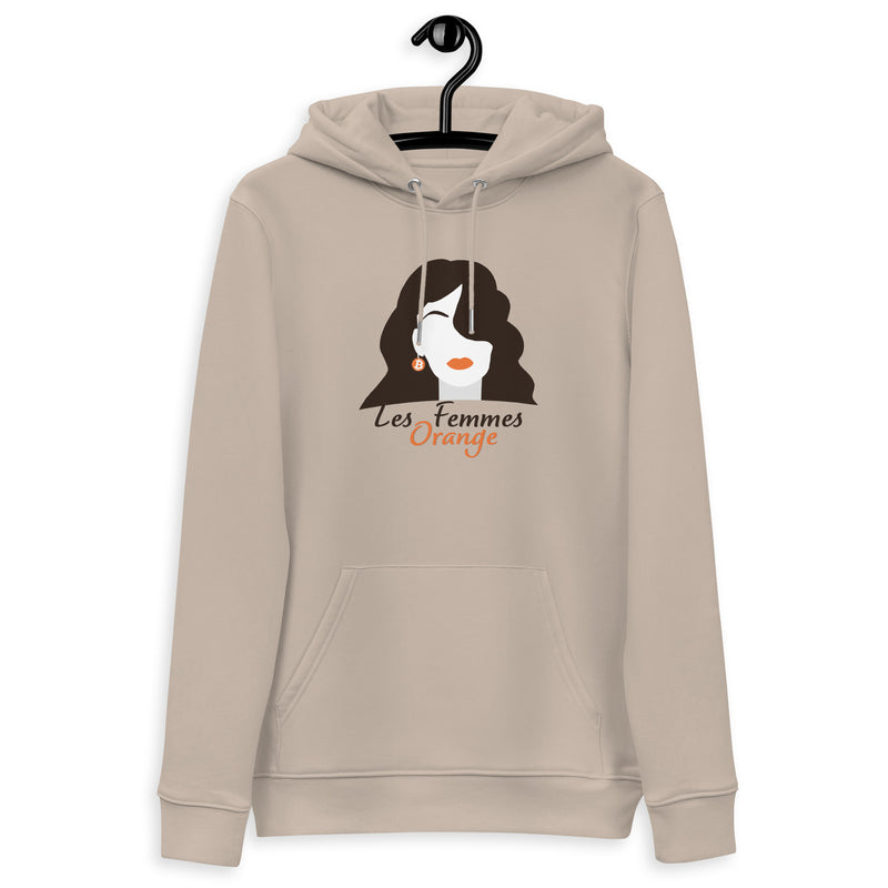 Les Femmes Orange Women's Organic Pullover Bitcoin Hoodie with Pouch Pocket