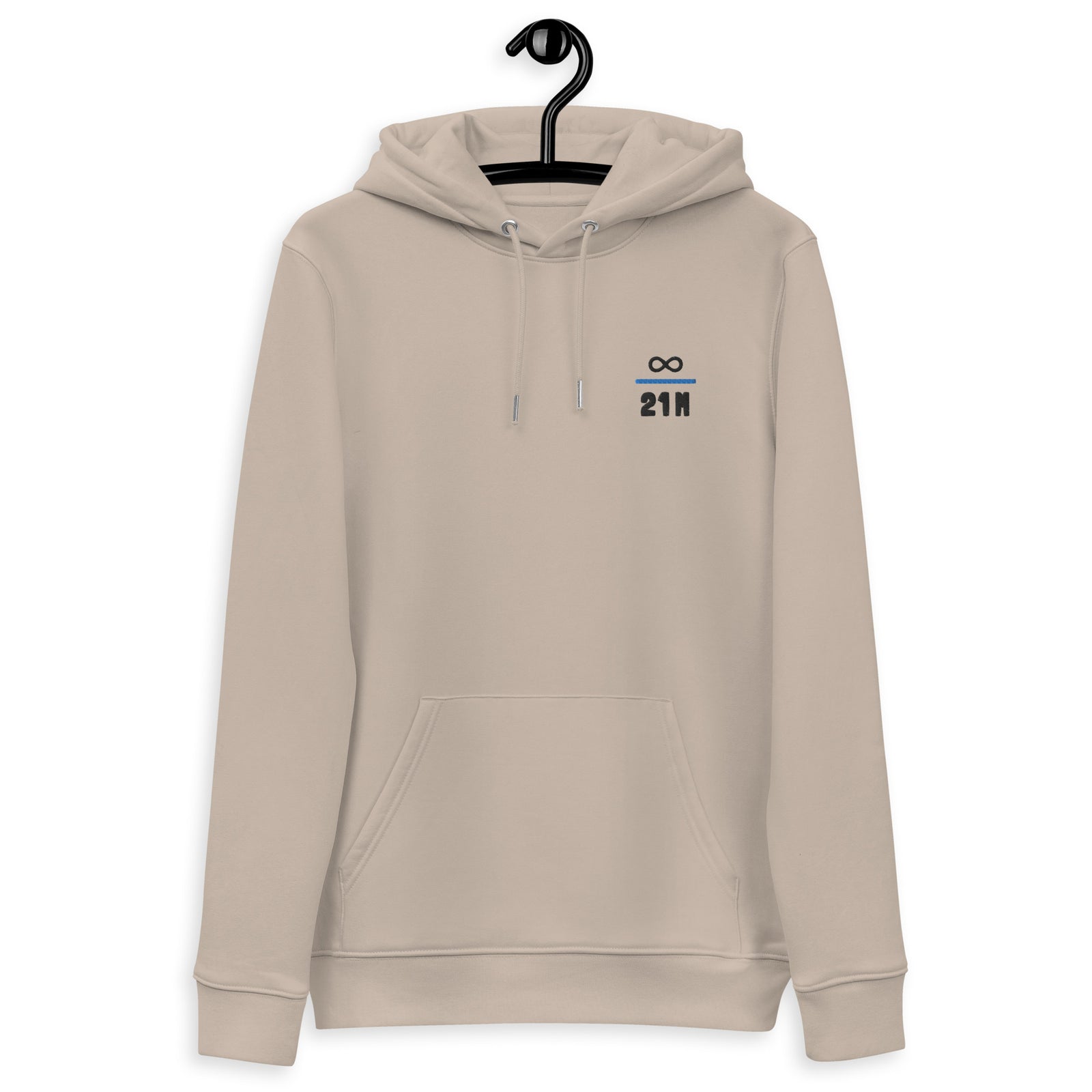 Infinity Divided by 21 Mio Bitcoin Knut Svanholm Embroidered Men's Organic Pullover Hoodie with Pouch Pocket