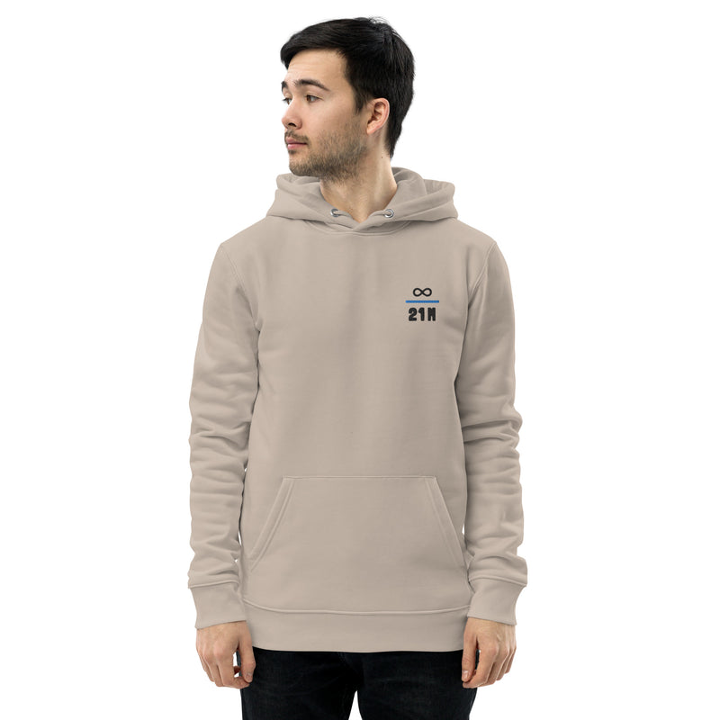 Infinity Divided by 21 Mio Bitcoin Knut Svanholm Embroidered Men's Organic Pullover Hoodie with Pouch Pocket