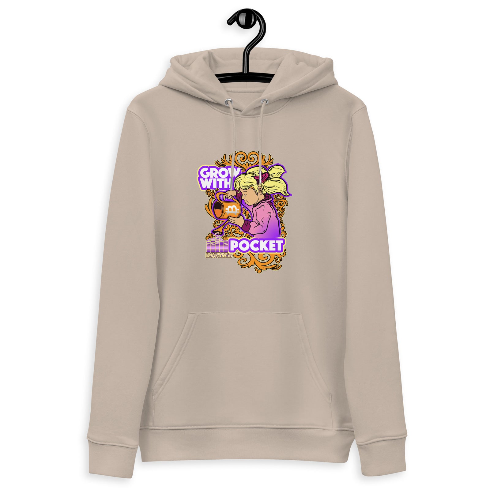 Pocket Bitcoin Girl Men's Organic Pullover Hoodie with Pouch Pocket