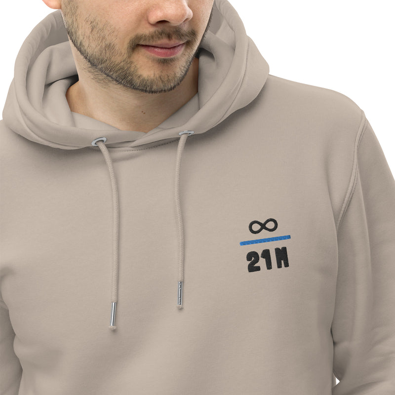 Infinity Divided by 21 Mio Bitcoin Knut Svanholm Embroidered Men's Organic Pullover Hoodie with Pouch Pocket