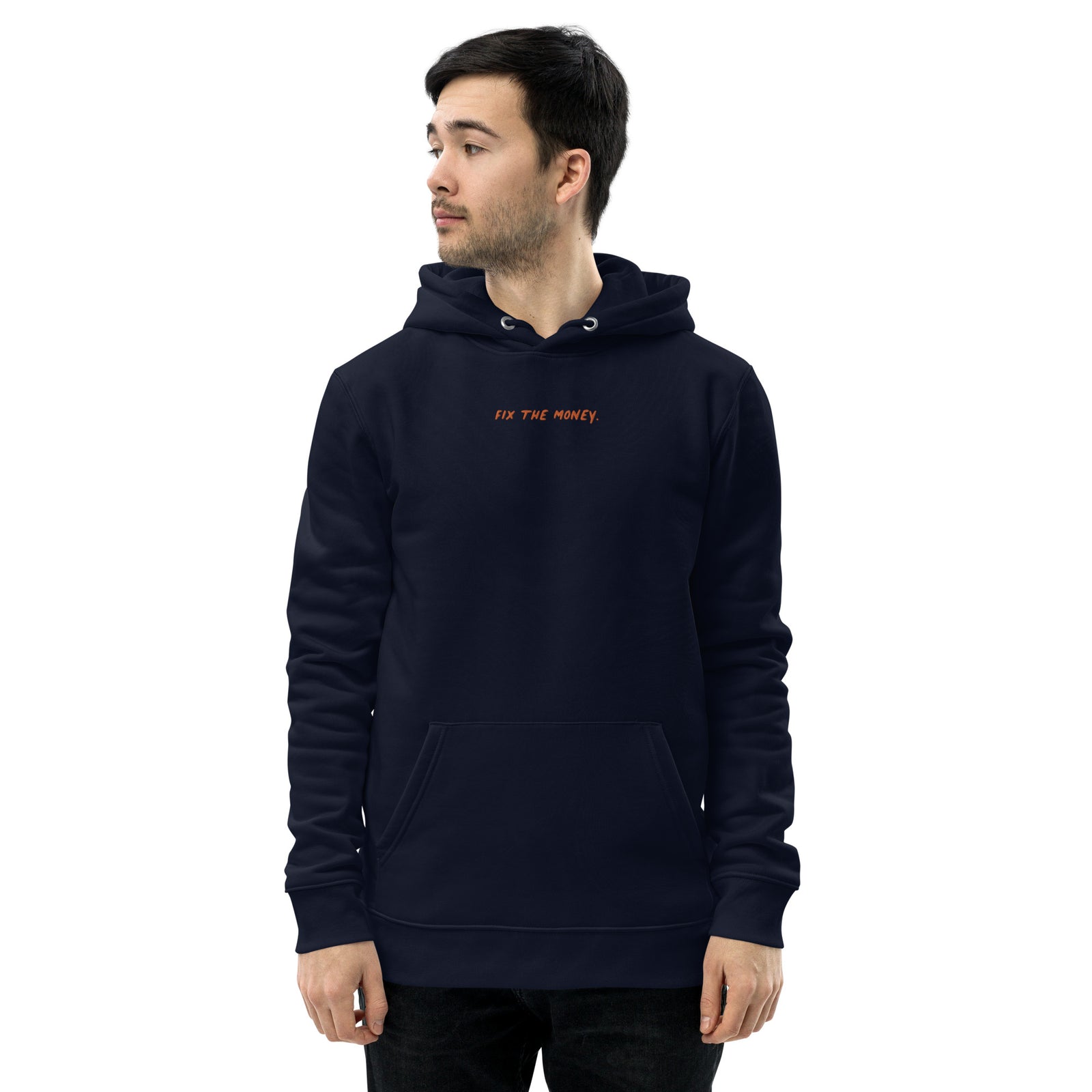 Personalized Quote Embroidered Men's Organic Pullover Bitcoin Hoodie with Pouch Pocket